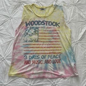 Tie dyed Woodstock muscle tee